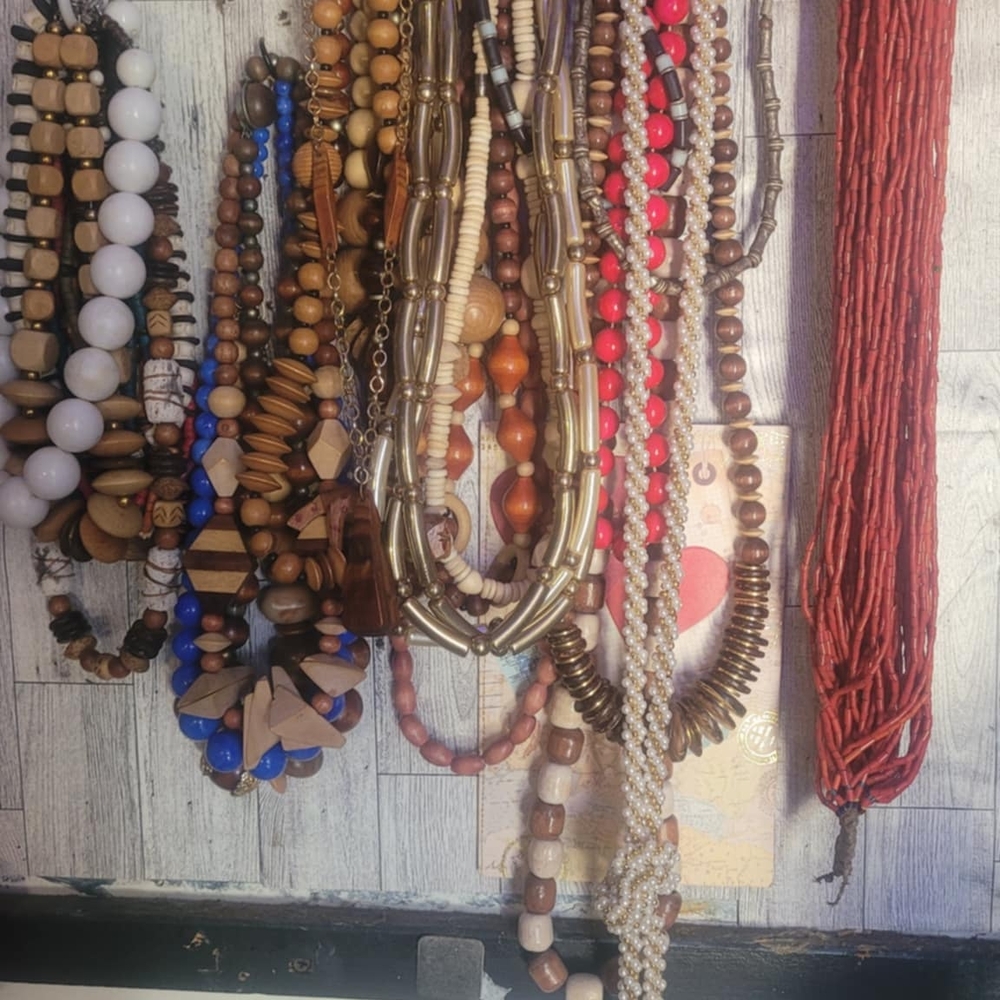 Bohemian Wooden and Beaded Necklace Set